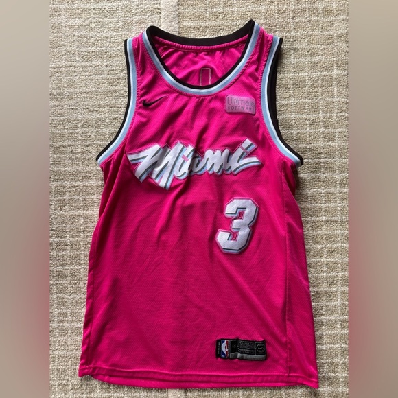 Nike pink Miami Heat Dewayne Wade Swingman Basketball Jersey size 48 - Picture 2 of 3